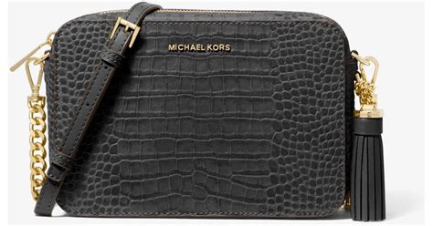 michael kors black crocodile bag|michael kors crocodile embossed bag.